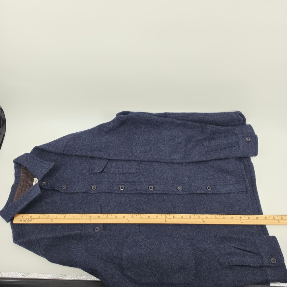 Outerknown Wool Shirt Jacket Mens Large Navy Blue Heavyweight 100% Wool Shacket - Picture 7 of 7